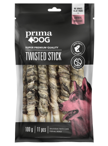 Chew stick coated in salmon skin PrimaDog